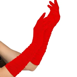 Handschuhe plissiert Lycra rot