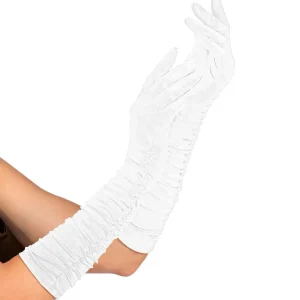 Handschuhe plissiert Lycra weiß