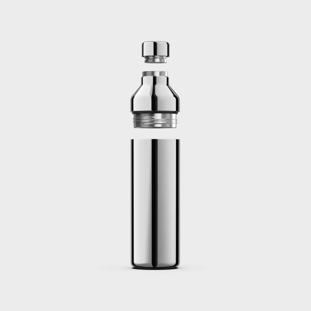 Hybrid Thermoflasche - Recycelter Edelstahl, Poliert