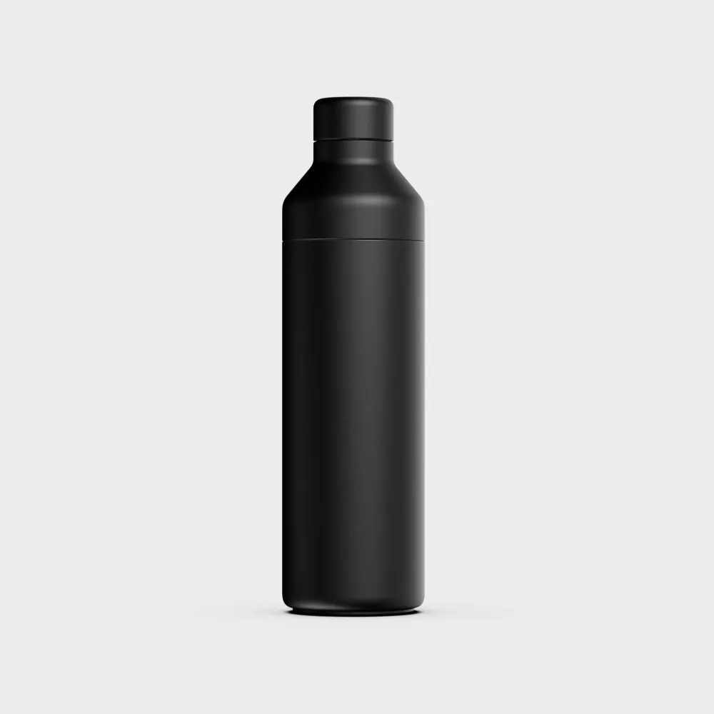 Hybrid Thermoflasche - Recycelter Edelstahl, schwarz