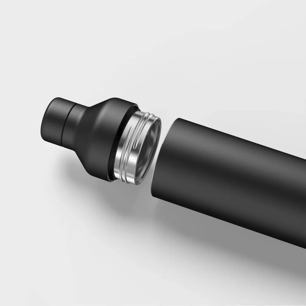Hybrid Thermoflasche - Recycelter Edelstahl, schwarz