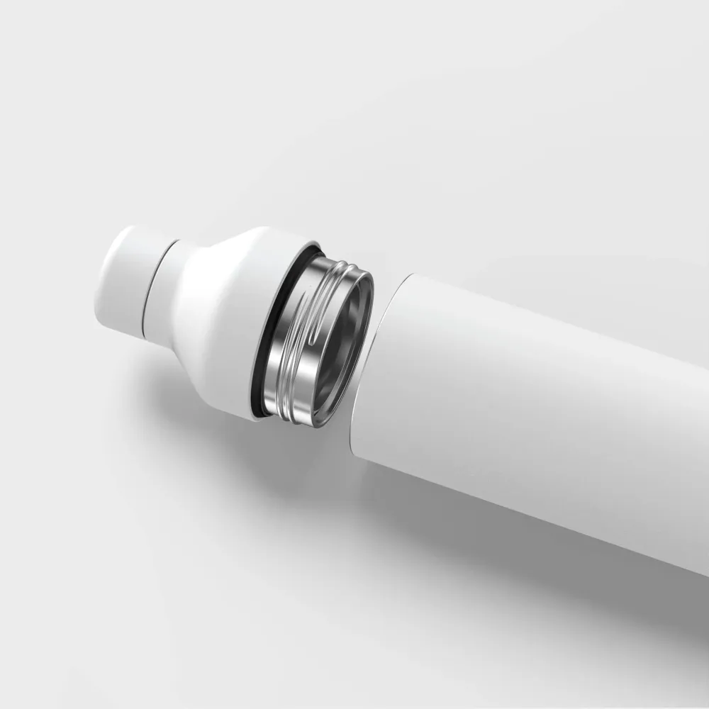 Hybrid Thermoflasche - Recycelter Edelstahl, weiß