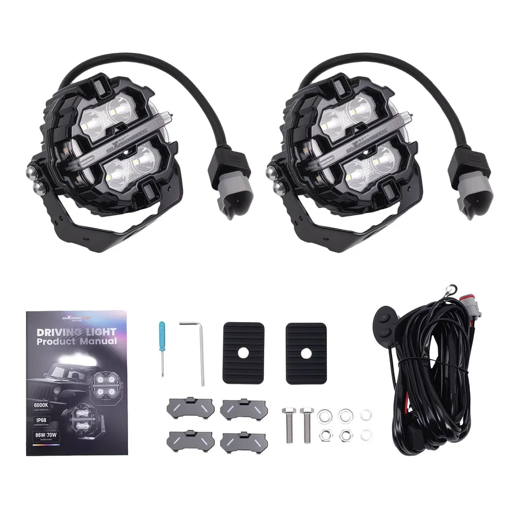 LED Auxiliary Lights Round 3.5 RGB DRL Off Road ATV Amber 3000K kompatibel für White 6000K