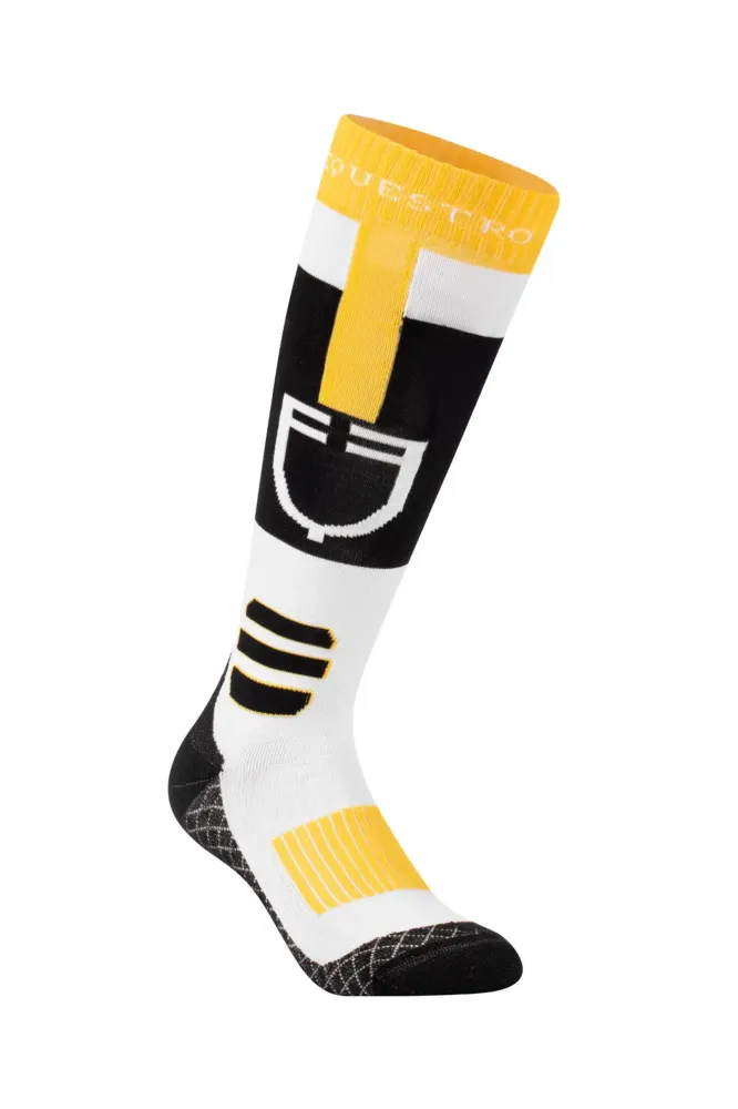 Reitsocken aus atmungsaktivem Funktionsmaterial mit Logo Black/White/Yellow M