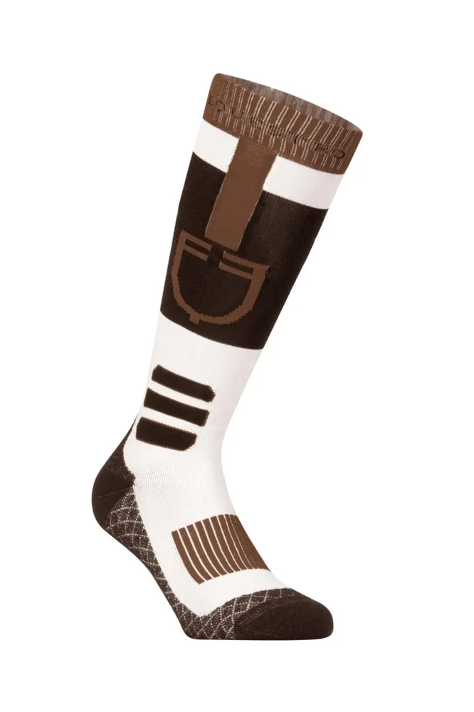 Reitsocken aus atmungsaktivem Funktionsmaterial mit Logo Black/Antique White/Marron L
