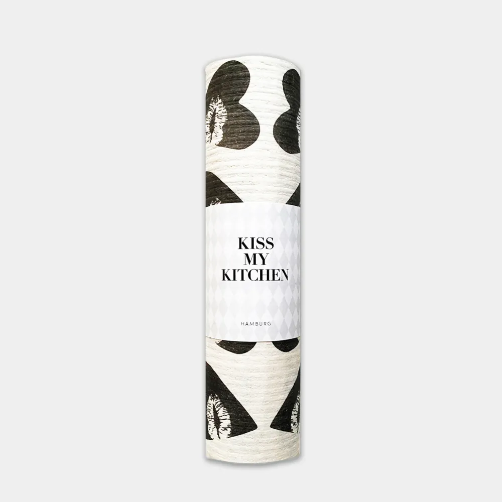 WO Schwammtuch-Rolle, Lovekiss white black, 4 Stck.