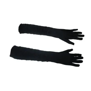 Schwarze lange Handschuhe zerknittert