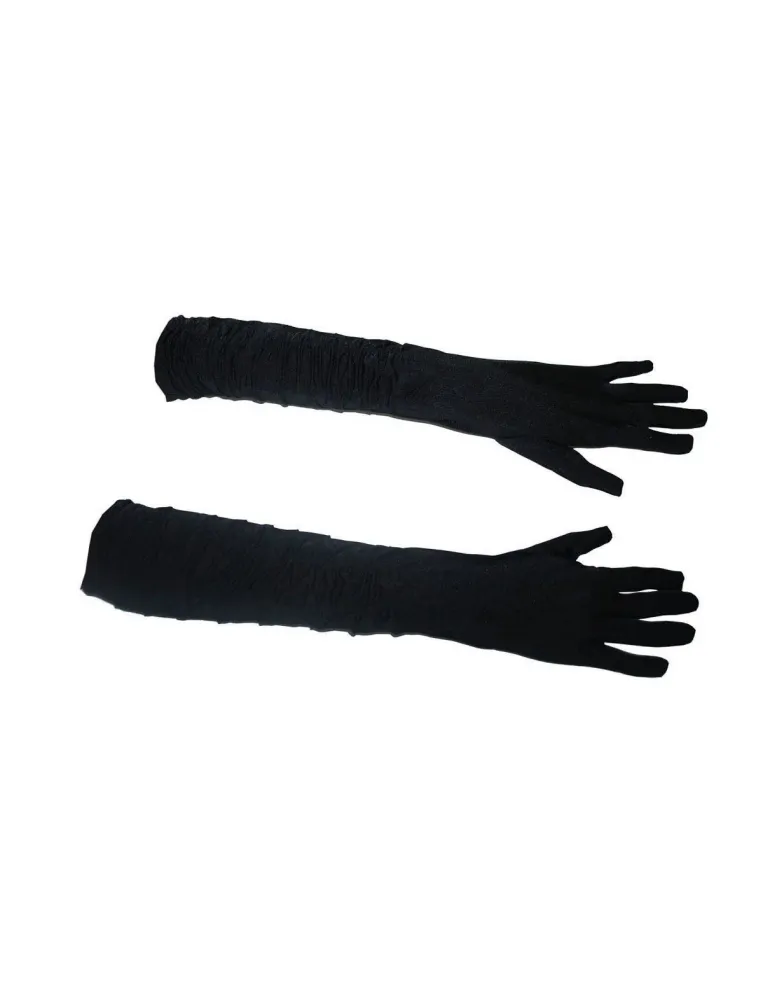 Schwarze lange Handschuhe zerknittert