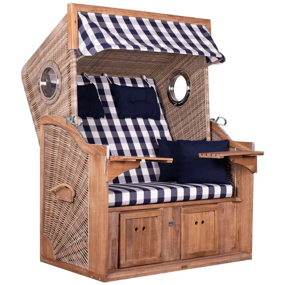 Strandkorb deVries TRENDY PURE Greenline Akazienholz XL anthique white, Des. 743