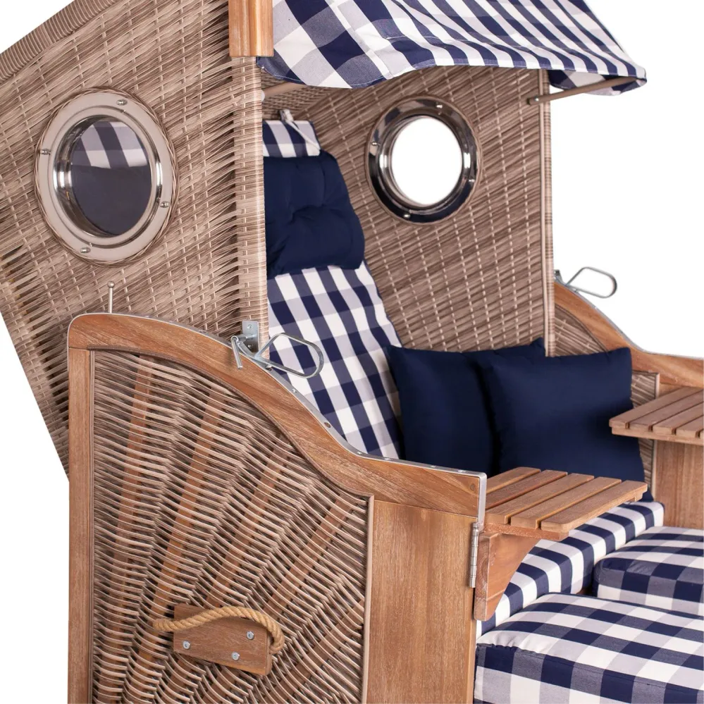 Strandkorb deVries TRENDY PURE Greenline Akazienholz XL anthique white, Des. 743