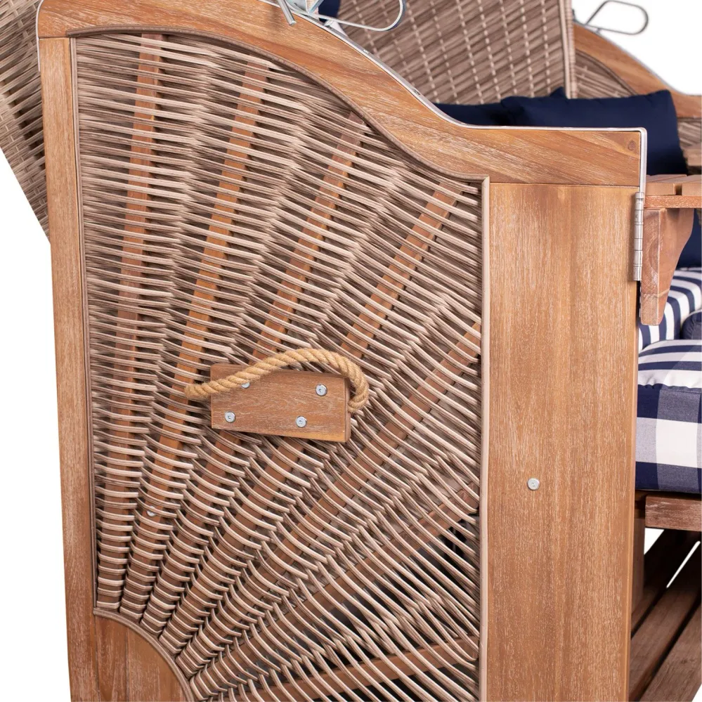 Strandkorb deVries TRENDY PURE Greenline Akazienholz XL anthique white, Des. 743