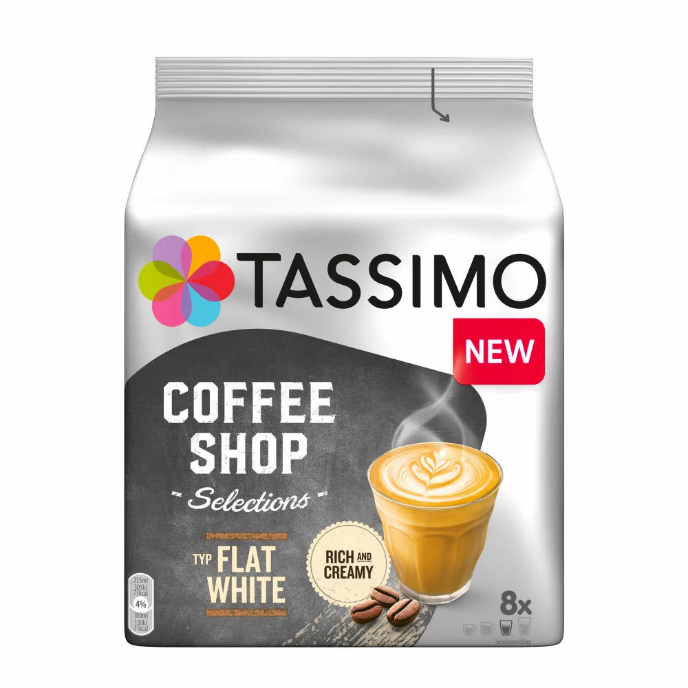 Tassimo Coffee Shop Selection Set, Chai Latte, Flat White, Toffee Nut Latte, 3 Sorten, 40 T-Discs / 24 Portionen