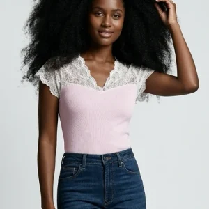 TOP `Lace Décolleté´, soft rose