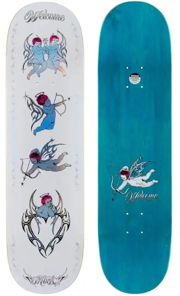Welcome Mock Cherubs on Island 8.38 Deck White