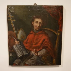 Öl auf Holztafel – Heilige Figur mit Tabarro, Carlo Borromeo, Frankreich, frühes 1800