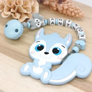 Beißkette mit Name Junge Eichhörnchen 2 1 Schnullerkette