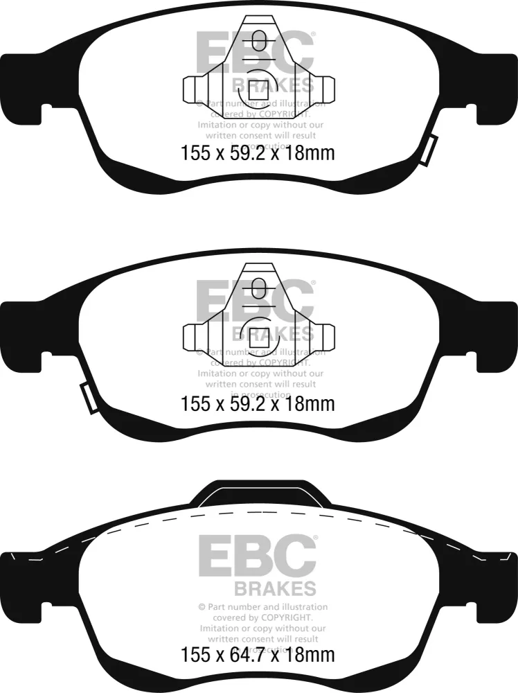EBC Blackstuff Bremsbeläge Vorderachse DPX2247 mit R90 für Fiat 500X 1.4 (334AXC1B 334AXC11) (103kw/ 140PS) Baujahr: 09/14...