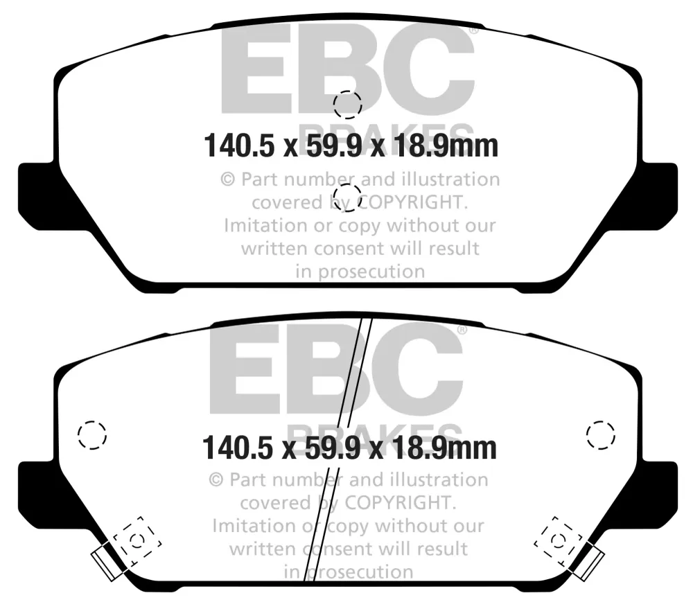 EBC Bluestuff NDX Bremsbeläge Vorderachse DP52343NDX mit R90 für Hyundai i30 CW 2.0 N (202kw/ 275PS) Baujahr: 07/17- mit H...