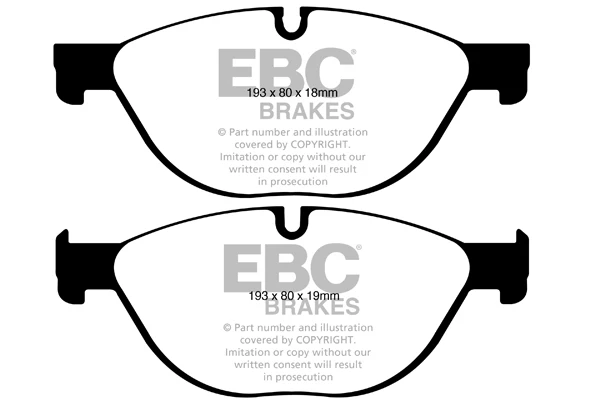 EBC Greenstuff 2000 Bremsbeläge Vorderachse DP22019 mit R90 für BMW 5 528 i (180kw/ 245PS) Baujahr: 09/11-10/16 mit HSN TS...