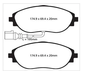 EBC Greenstuff 2000 Bremsbeläge Vorderachse DP22127 mit R90 für VW Tiguan 2.0 TSI 4motion (132kw/ 180PS) Baujahr: 01/16- m...
