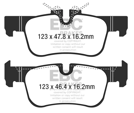 EBC Yellowstuff Bremsbeläge Hinterachse DP42235R mit R90 für BMW 2 216 i (75kw/ 102PS) Baujahr: 02/15-02/18 mit HSN TSN: 0...