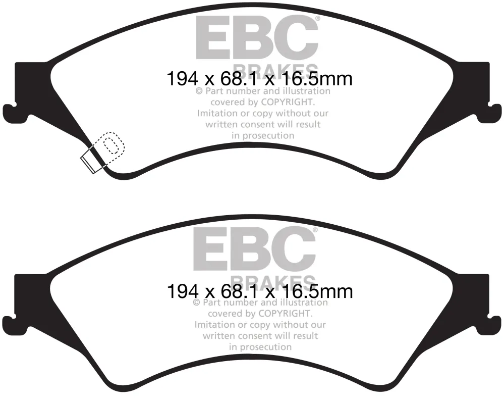 EBC Yellowstuff Bremsbeläge Vorderachse DP42140R mit R90 für Ford Ranger 2.2 TDCi 4x4 (118kw/ 160PS) Baujahr: 05/15- mit H...