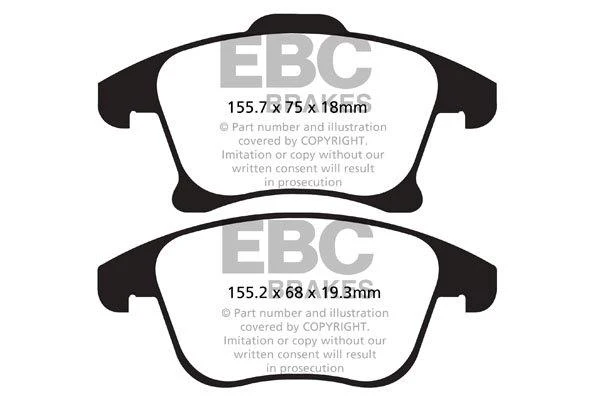 EBC Yellowstuff Bremsbeläge Vorderachse DP42159R mit R90 für Ford Mondeo V Schrägheck 1.6 TCDi (85kw/ 115PS) Baujahr: 09/1...