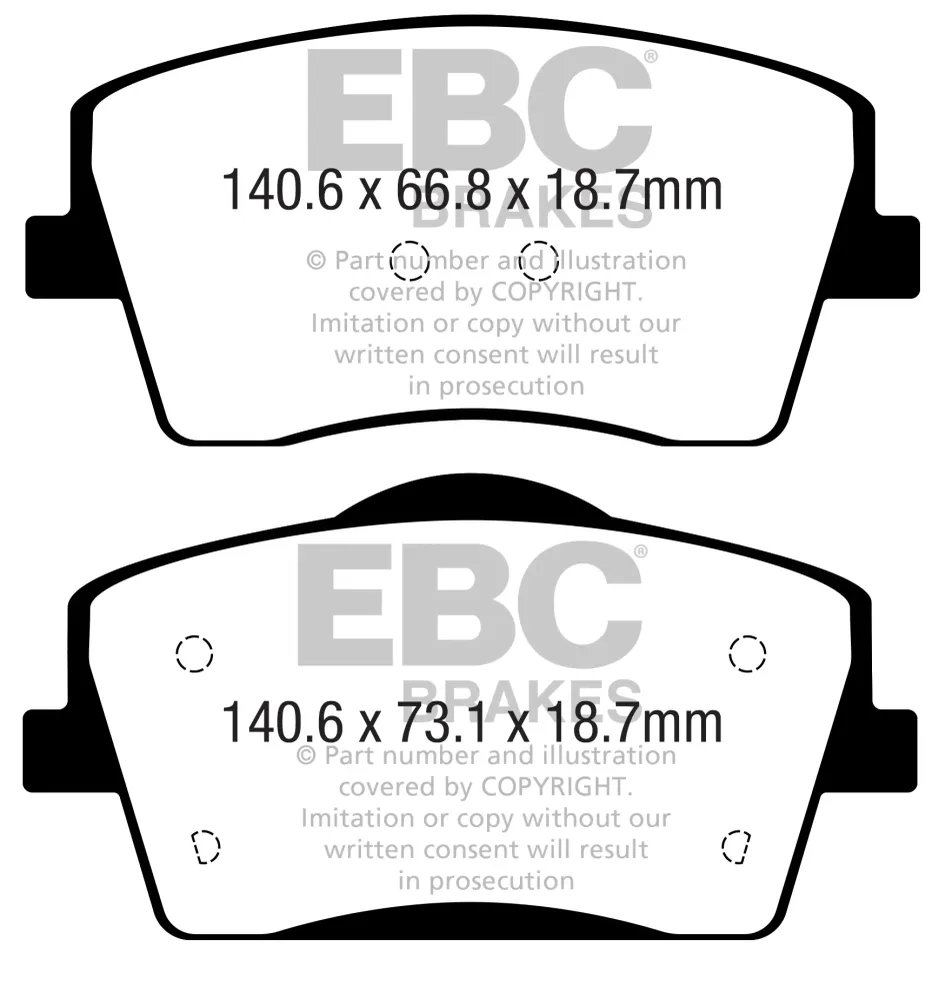 EBC Yellowstuff Bremsbeläge Vorderachse DP42365R mit R90 für Volvo XC40 T5 AWD (184kw/ 250PS) Baujahr: 10/17- mit HSN TSN:...