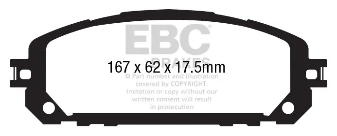EBC Yellowstuff Bremsbeläge Vorderachse DP43030R ohne R90 für Jeep Cherokee 4 2.0 CRD 4x4 (103kw/ 140PS) Baujahr: 04/14-08...