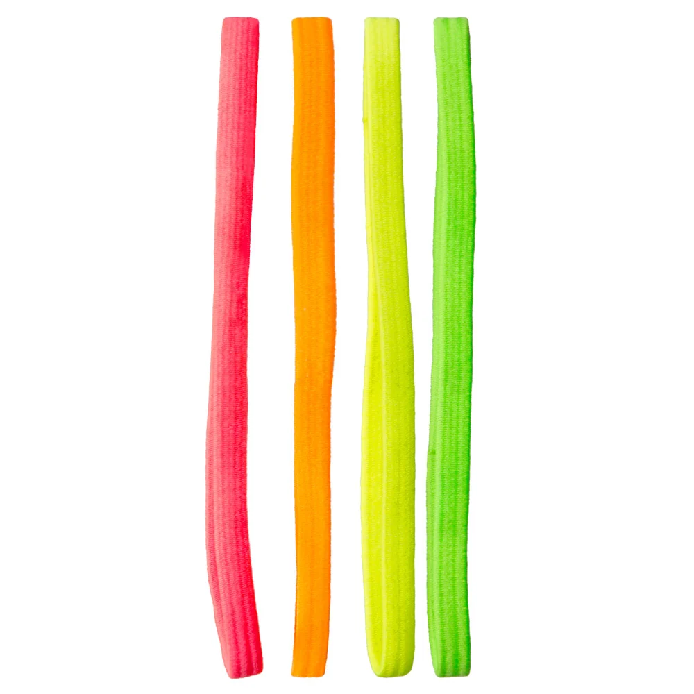 4 elastische Stirnbänder Neon
