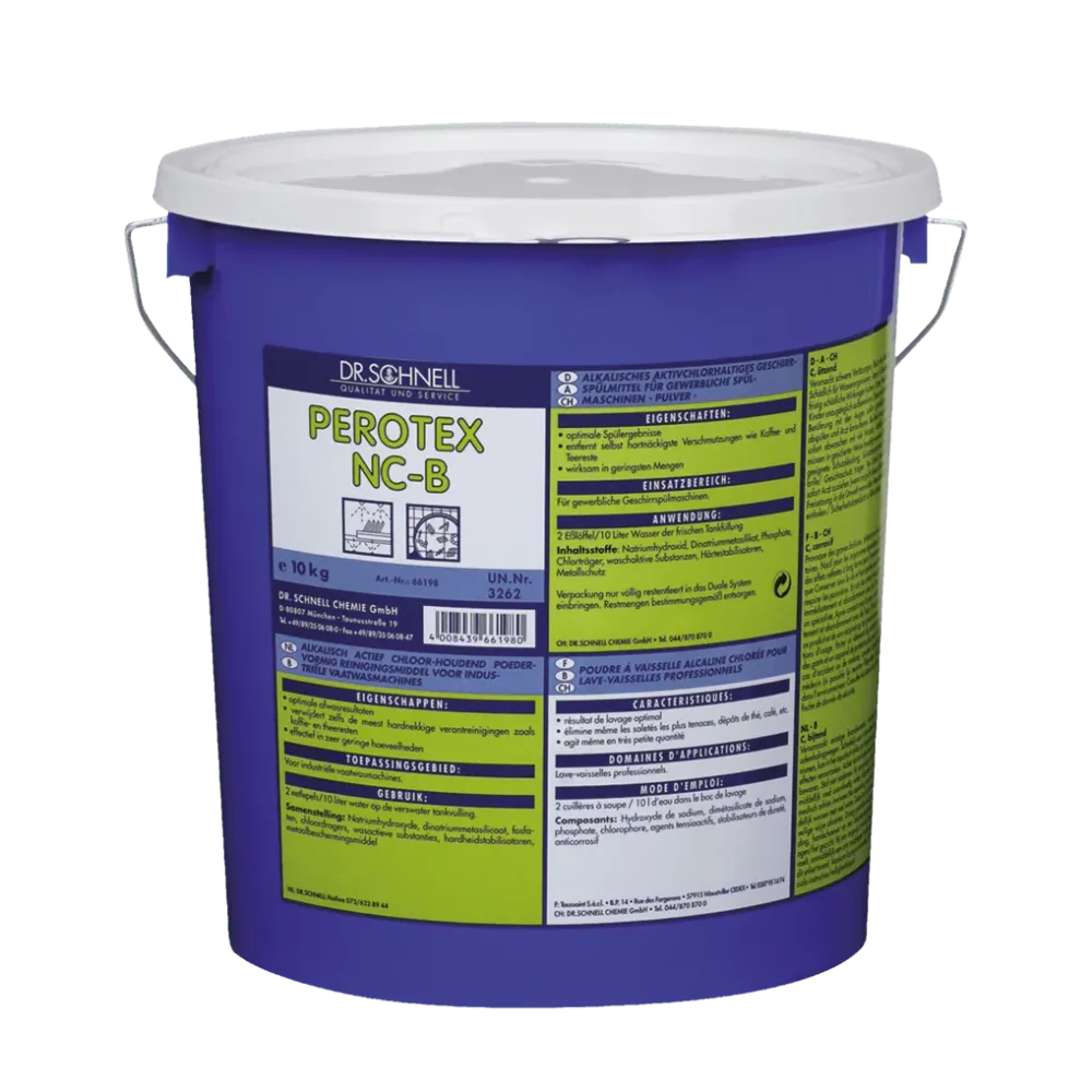 Dr. Schnell PEROTEX NC-B Geschirrreiniger für gewerbliche Spülmaschinen, chlorhaltig | Eimer (10 kg)