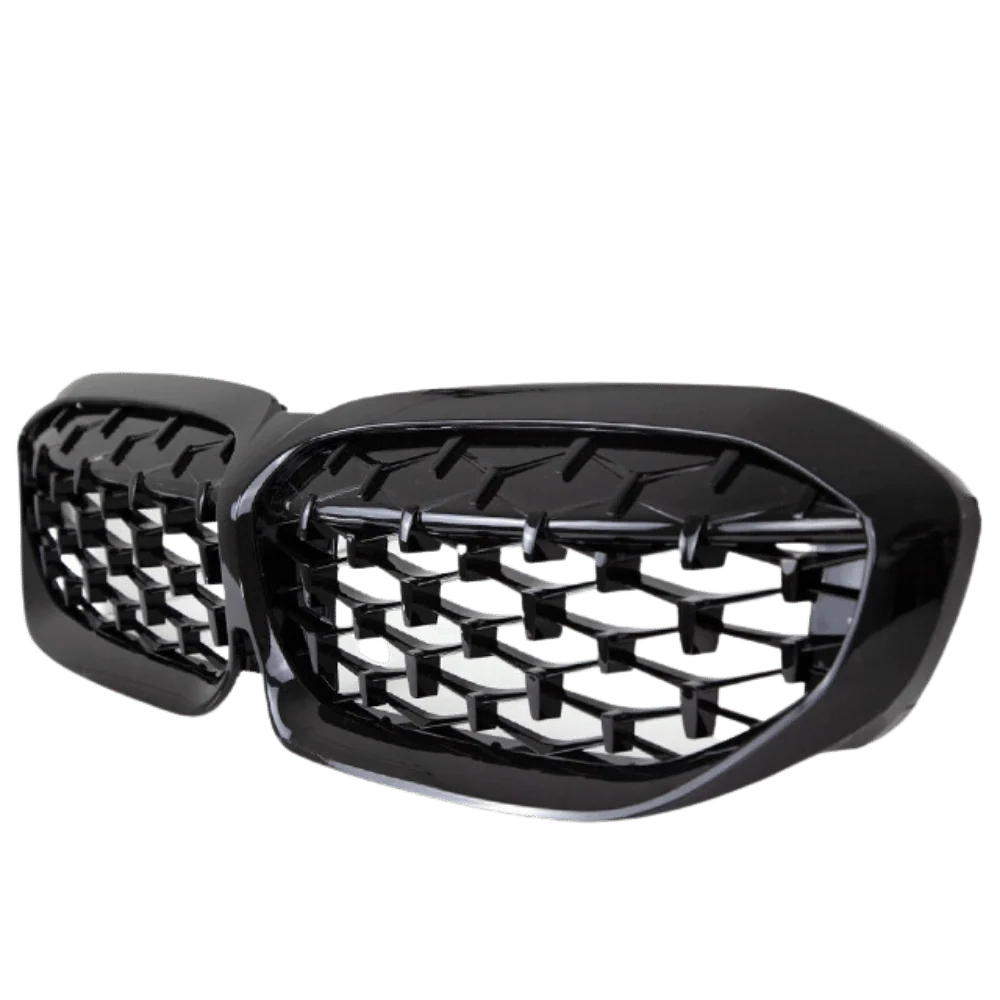 Set Diamant Wabengrill Kühlergril Schwarz Glanz Sport passt für BMW 3er G20 G21