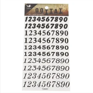 Tattoo schwarz Zahlen 10 Reihen 0-9 diverse Schriftarten Schreibstile temporär Klebetattoos