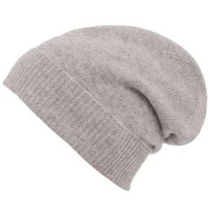 💕 Zwillingsherz Mütze "Ribbon Edge Beanie" 100 % Kaschmir Hellgrau