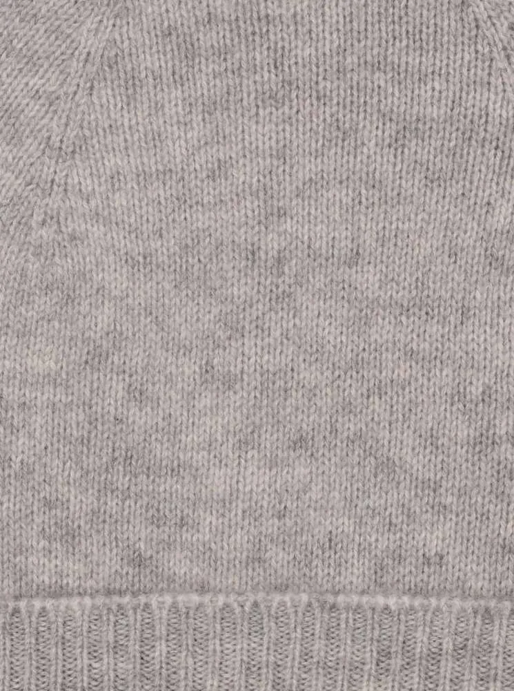 💕 Zwillingsherz Mütze "Ribbon Edge Beanie" 100 % Kaschmir Hellgrau