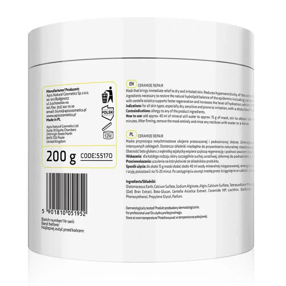 Apis CERAMIDE REPAIR Beruhigende Algenmaske mit Ceramiden und Beta-Glucan 200 g