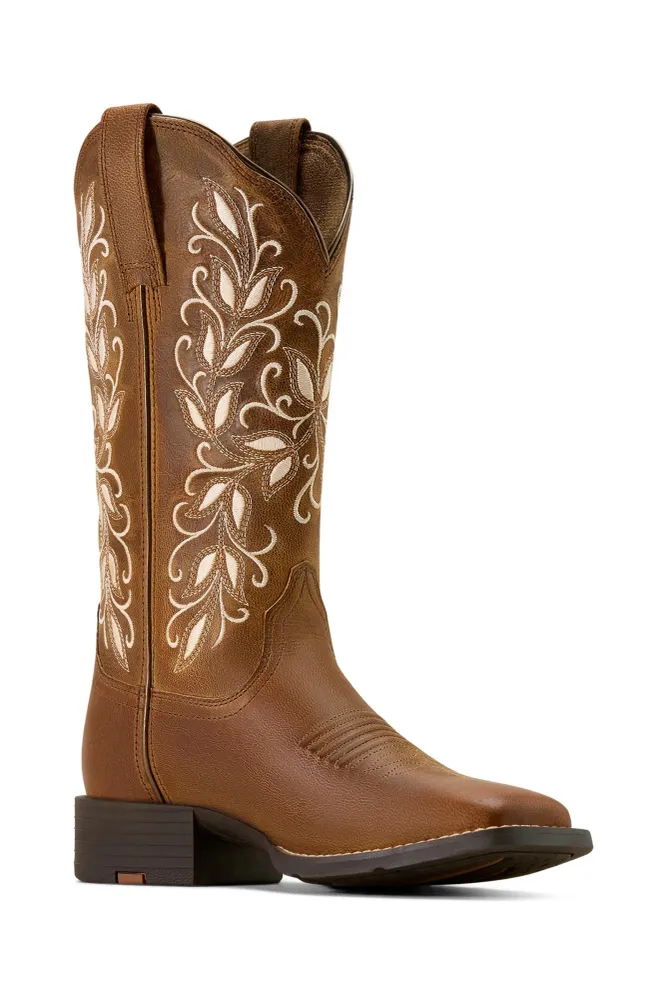 Damen Round Up Holly Westernstiefel mit breiten Square Toe Pearl 40