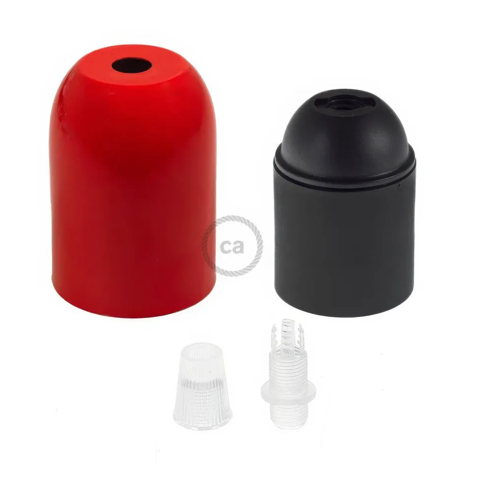 E26-Lampenfassungsset mit abgerundetem Metall-Top – Rot