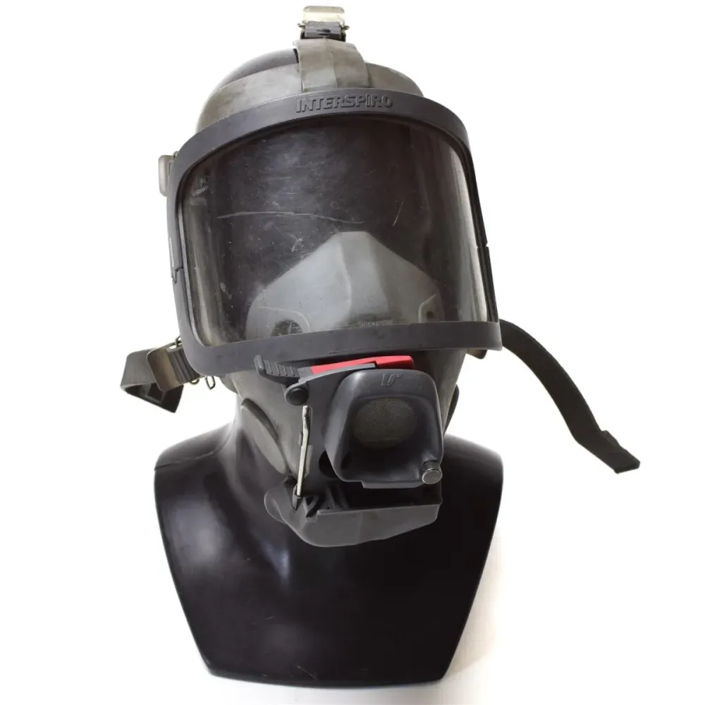 Echte Gesichtsmaske der Marke Interspiro für Feuerwehrleute, Pressluftatmer, Atemschutzgerät, Gasmaske