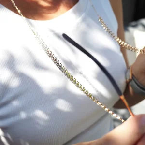 MAGALIE Brillenkette / ausgefallenes Netz / goldenes Messing