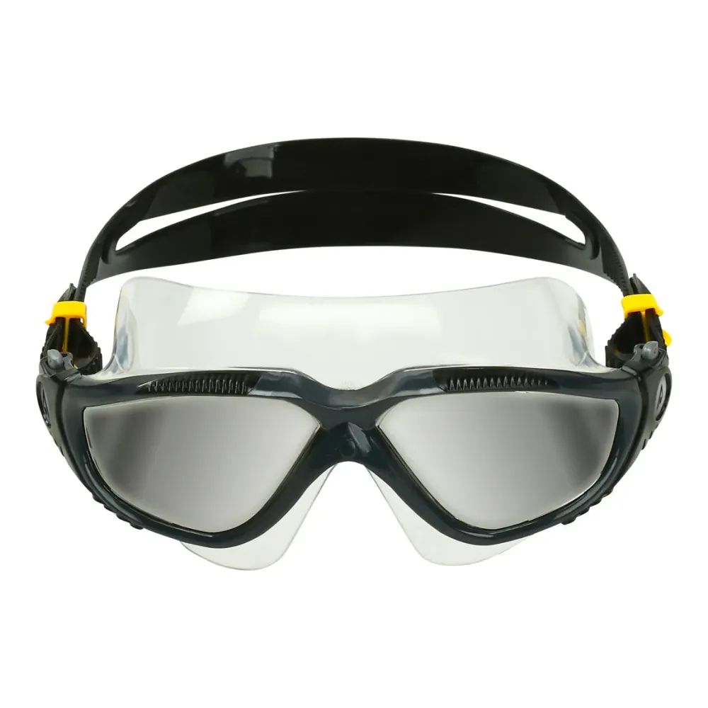 Vista – Schwimmbrille – Erwachsene – Silberne verspiegelte Titanlinse – Grau/Schwarz