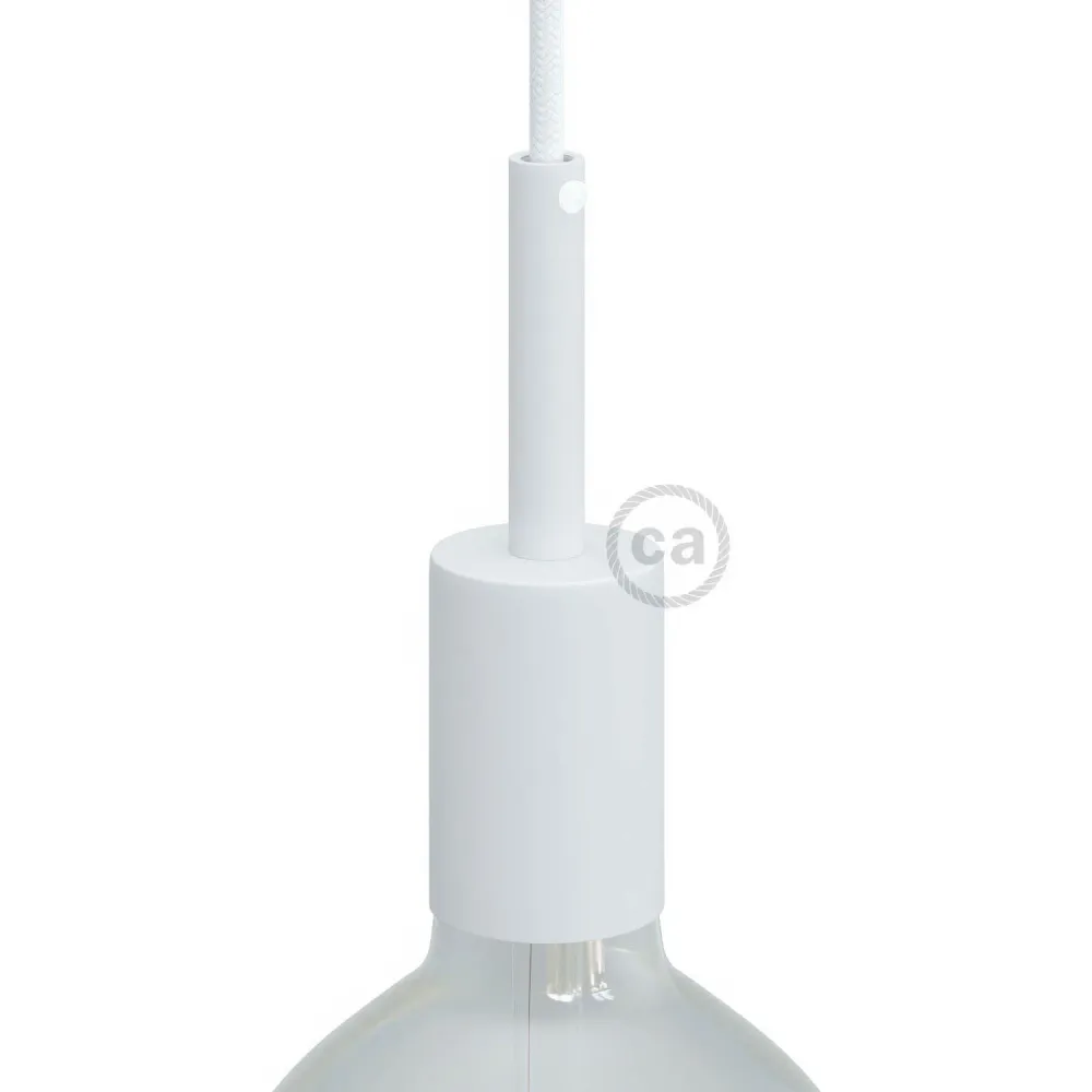 Zylindrisches E27-Fassungsset aus Metall mit 7-cm-Zugentlastung – Mattweiß