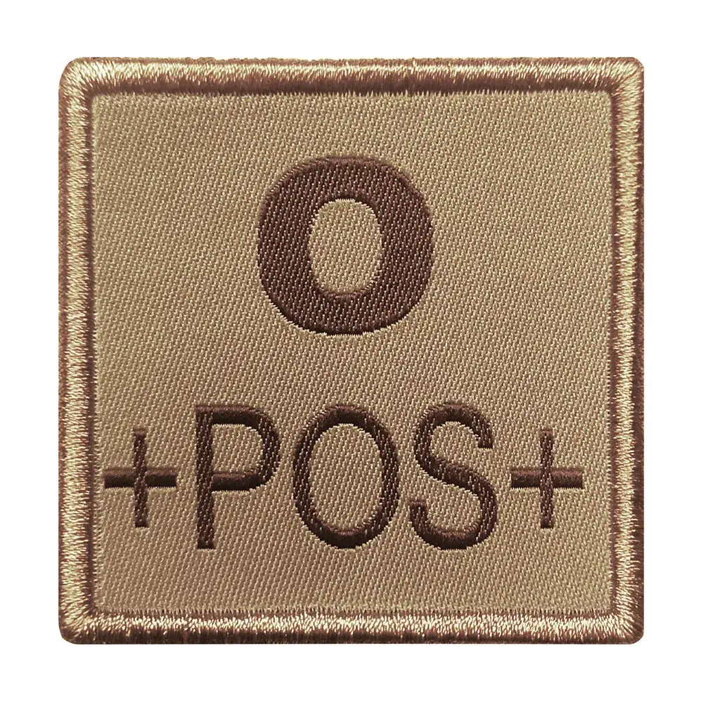 Blutgruppenaufnäher O+ gestickt, beige