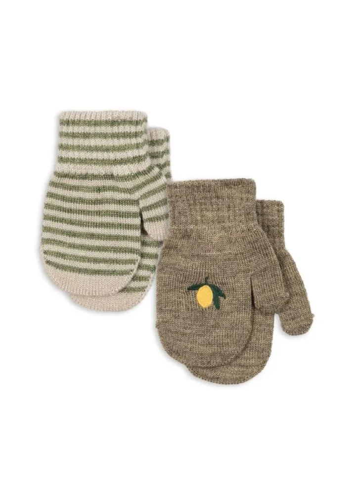 Konges Sløjd Kinderhandschuhe Filla Fäustlinge Lemon/Stripe 2St