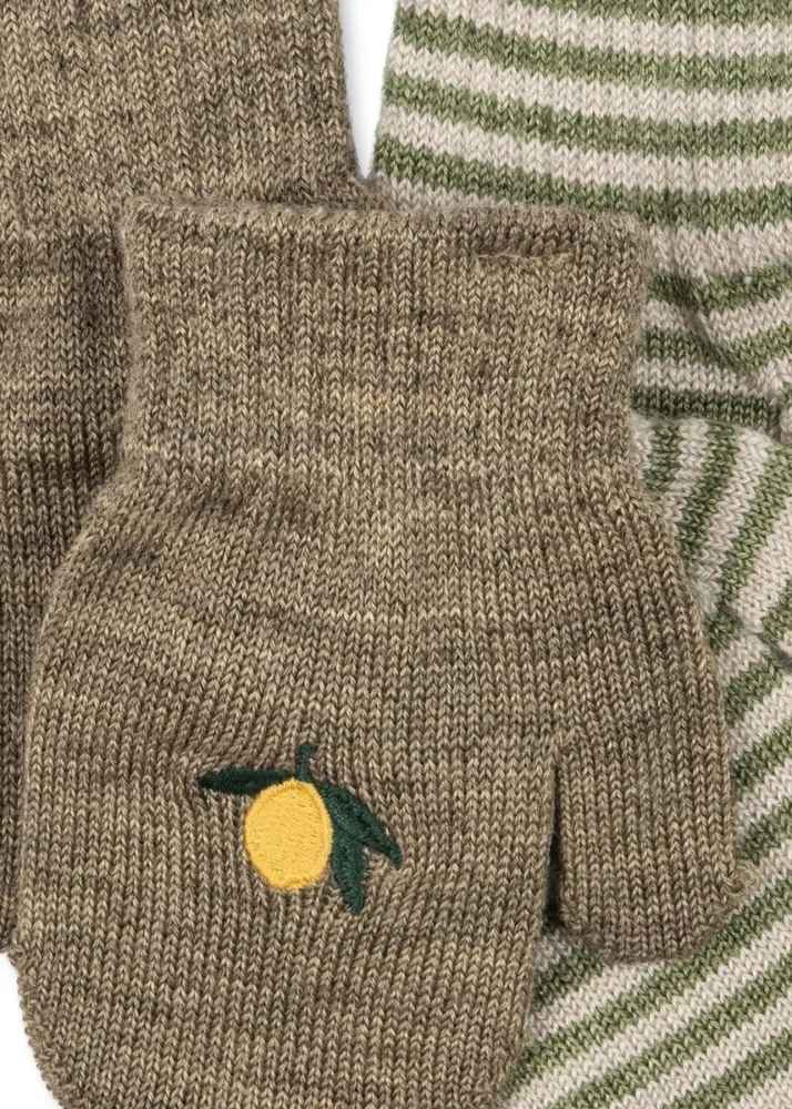 Konges Sløjd Kinderhandschuhe Filla Fäustlinge Lemon/Stripe 2St