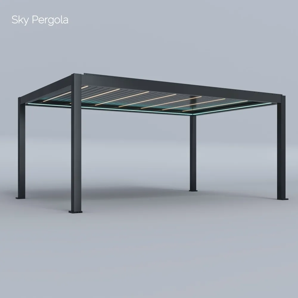 Spa Solutions Sky Pergola SkyMax Ultra Aluminium Pergola LED 4m x 6m motorisiert Wandmontage 6m