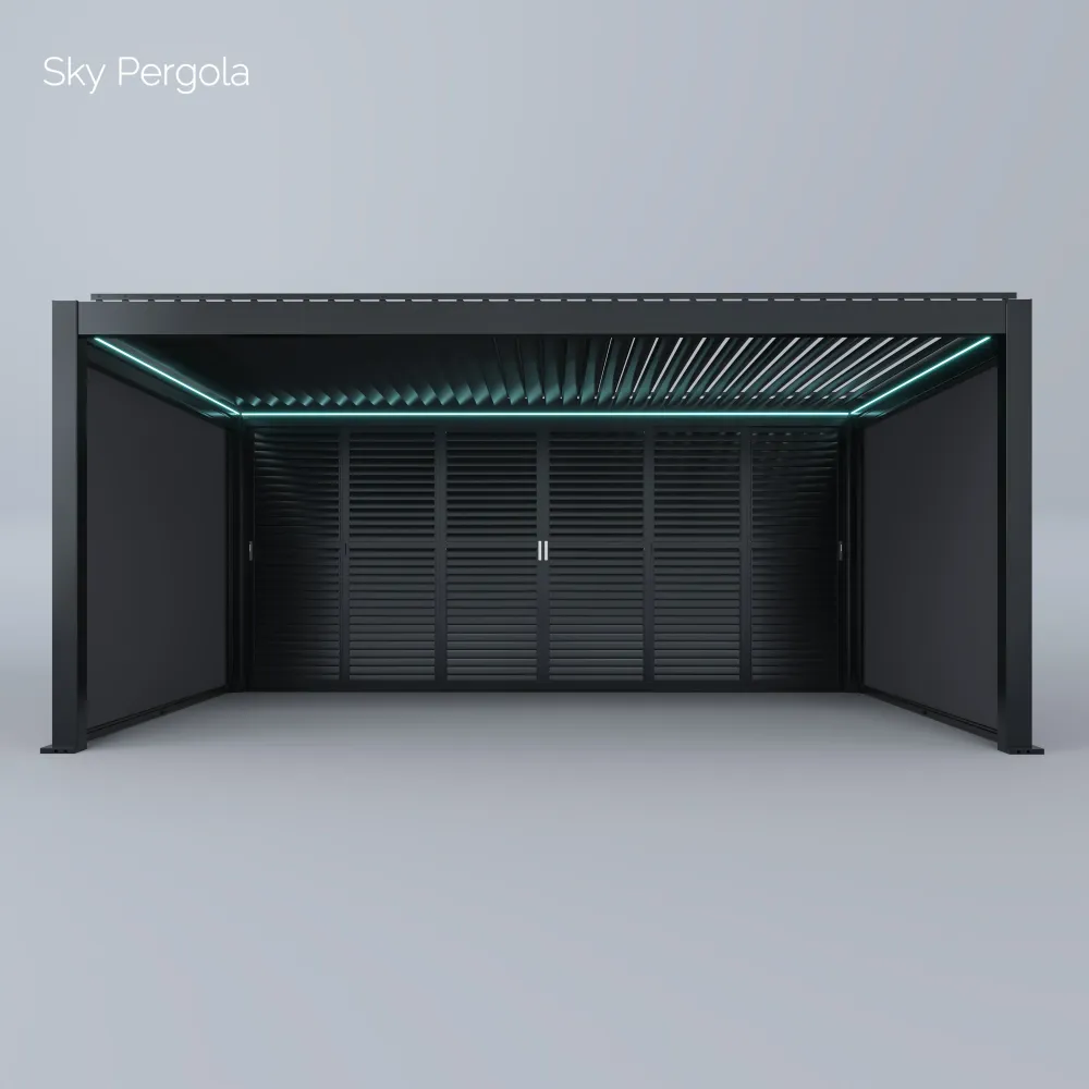 Spa Solutions Sky Pergola SkyMax Ultra Aluminium Pergola LED 4m x 6m motorisiert Wandmontage 6m
